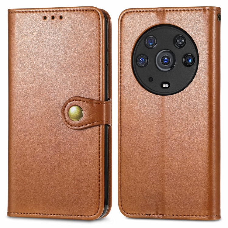 For Honor Magic3 Pro Solid Color Leather Buckle Phone Case