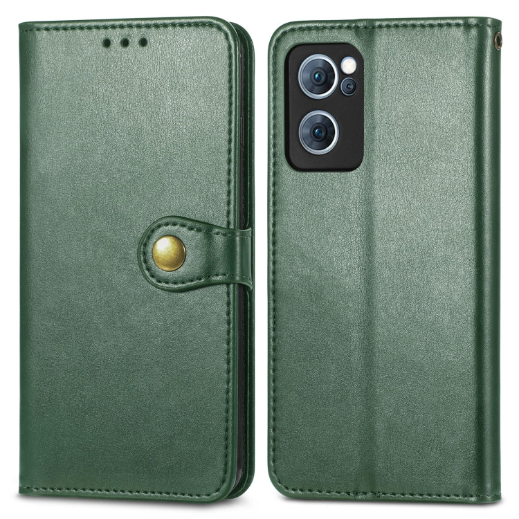 For OPPO Reno7 5G Solid Color Leather Buckle Phone Case