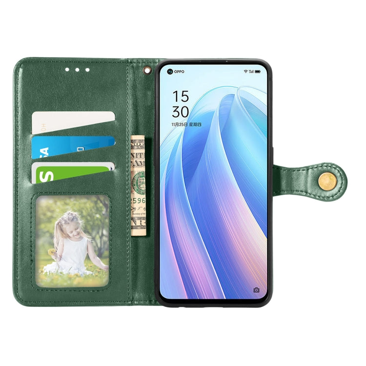 For OPPO Reno7 5G Solid Color Leather Buckle Phone Case