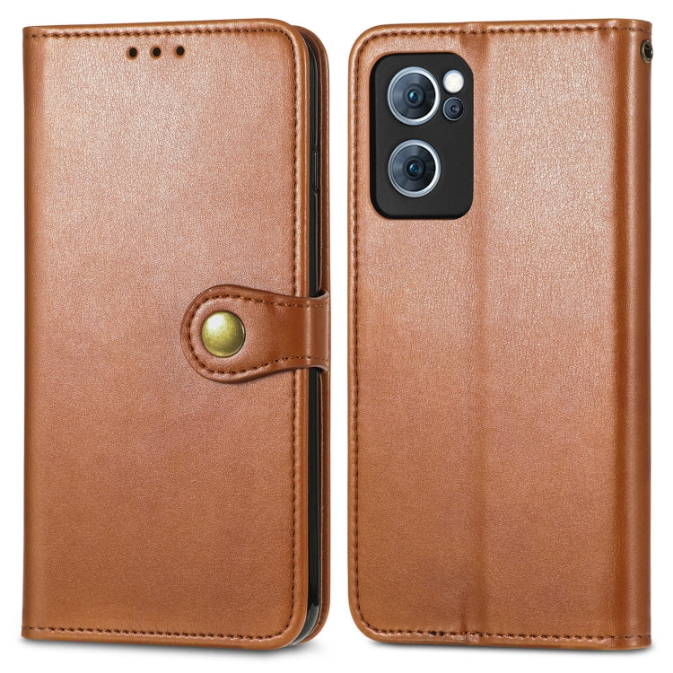 For OPPO Reno7 5G Solid Color Leather Buckle Phone Case