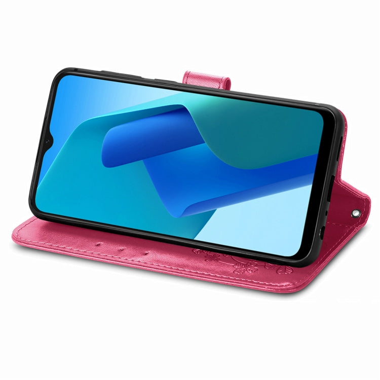 For OPPO A16K Four-leaf Clasp Embossed Buckle Leather Phone Case