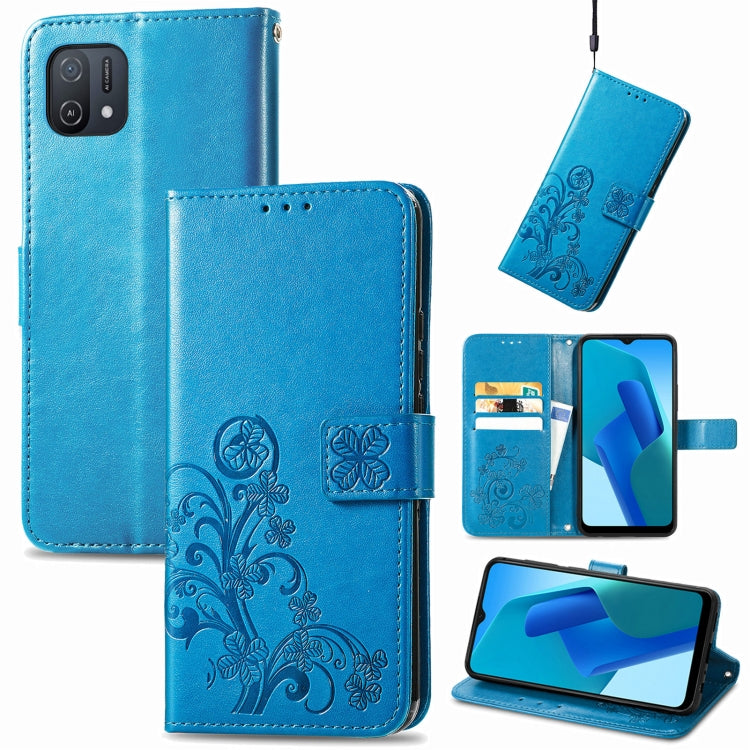 For OPPO A16K Four-leaf Clasp Embossed Buckle Leather Phone Case