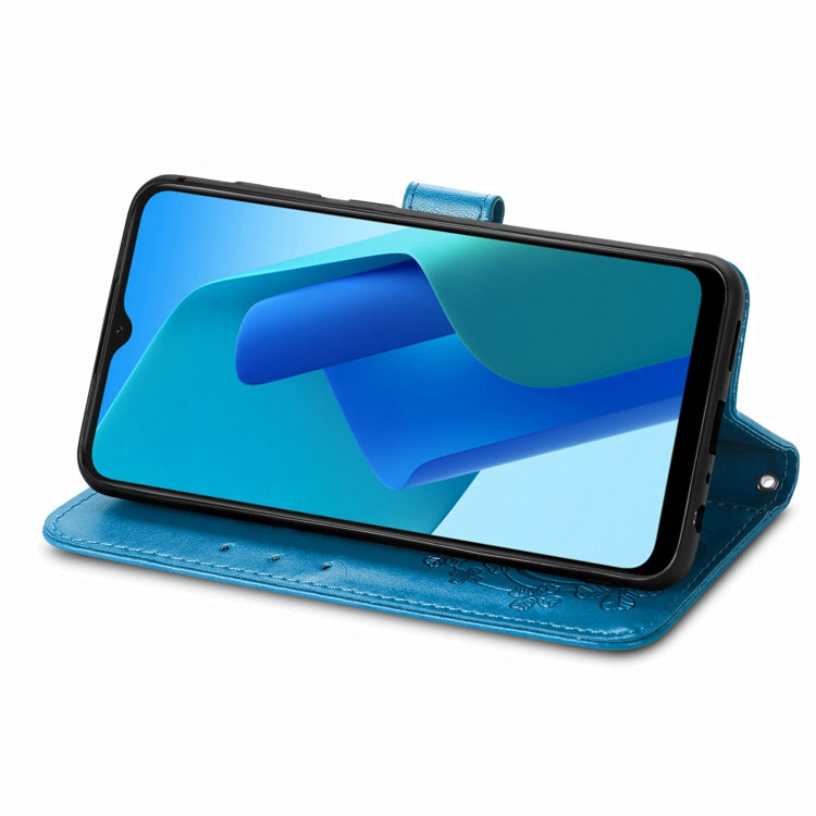 For OPPO A16K Four-leaf Clasp Embossed Buckle Leather Phone Case