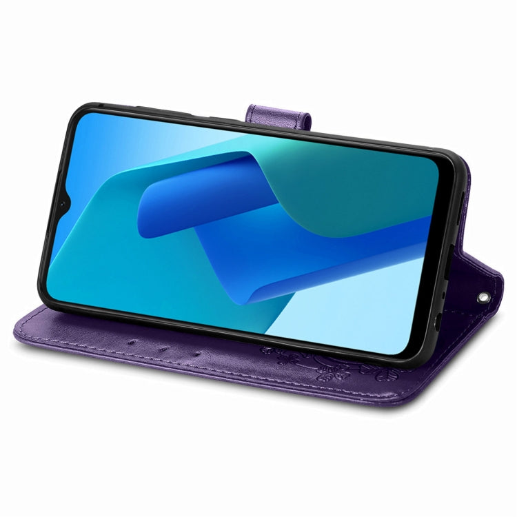 For OPPO A16K Four-leaf Clasp Embossed Buckle Leather Phone Case