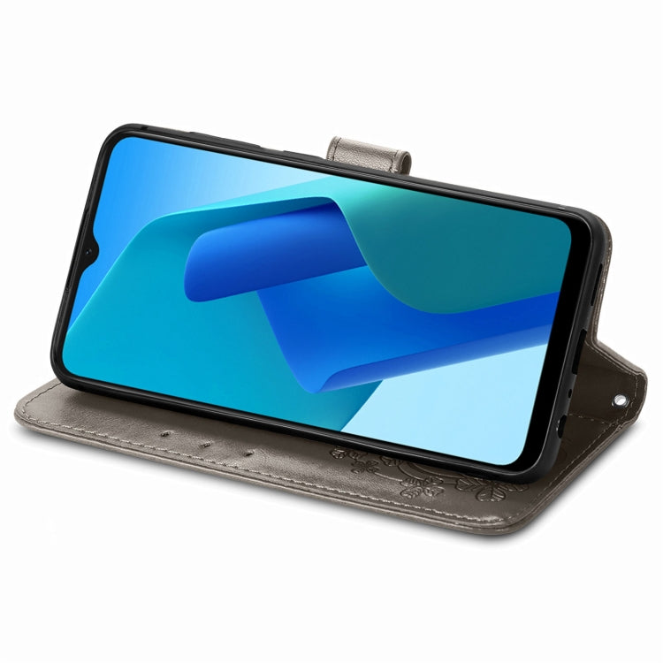 For OPPO A16K Four-leaf Clasp Embossed Buckle Leather Phone Case