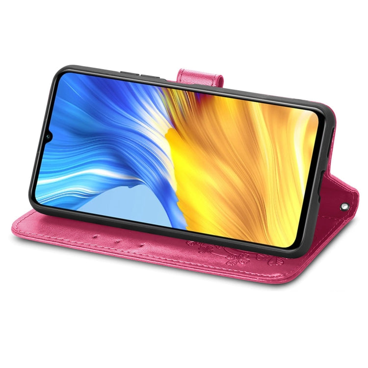 For Honor X10 Max 5G Four-leaf Clasp Embossed Buckle Leather Phone Case