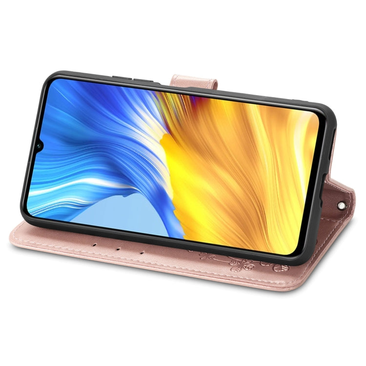 For Honor X10 Max 5G Four-leaf Clasp Embossed Buckle Leather Phone Case