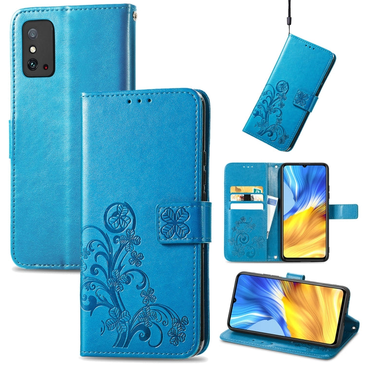 For Honor X10 Max 5G Four-leaf Clasp Embossed Buckle Leather Phone Case