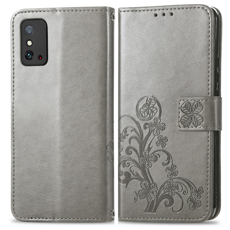 For Honor X10 Max 5G Four-leaf Clasp Embossed Buckle Leather Phone Case