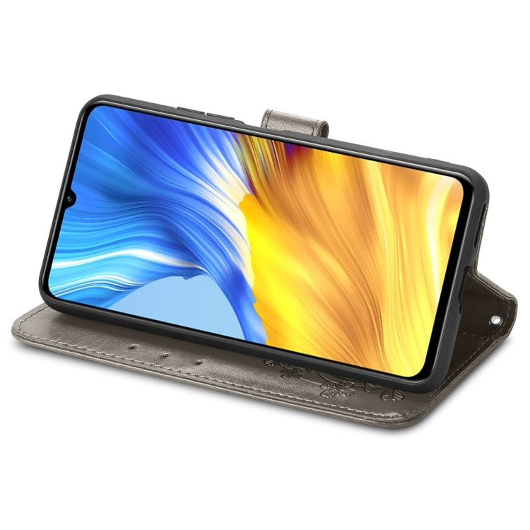 For Honor X10 Max 5G Four-leaf Clasp Embossed Buckle Leather Phone Case