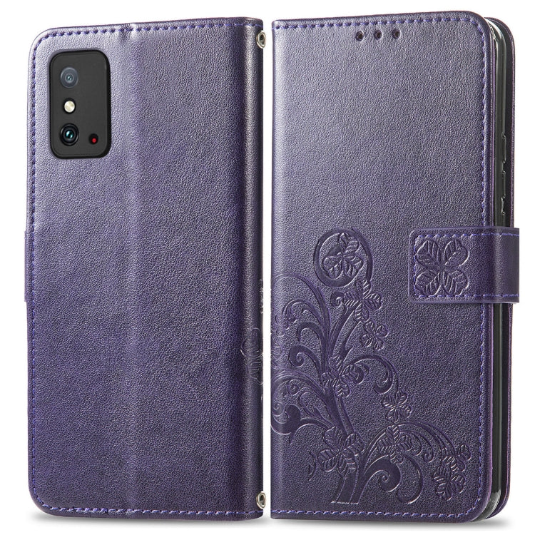 For Honor X10 Max 5G Four-leaf Clasp Embossed Buckle Leather Phone Case
