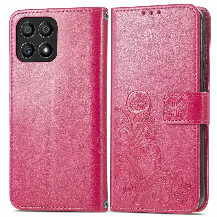 For Honor X30i Four-leaf Clasp Embossed Buckle Leather Phone Case