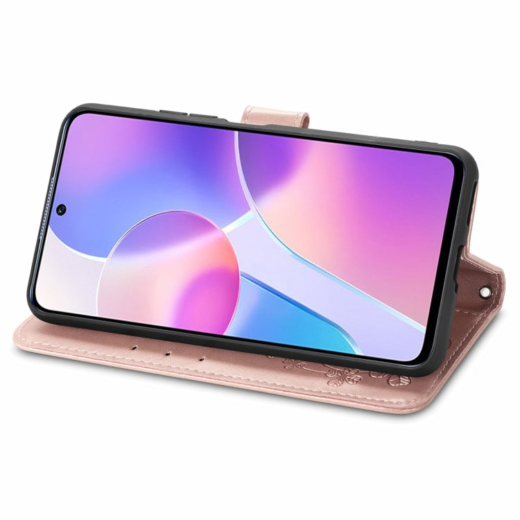 For Honor X30i Four-leaf Clasp Embossed Buckle Leather Phone Case