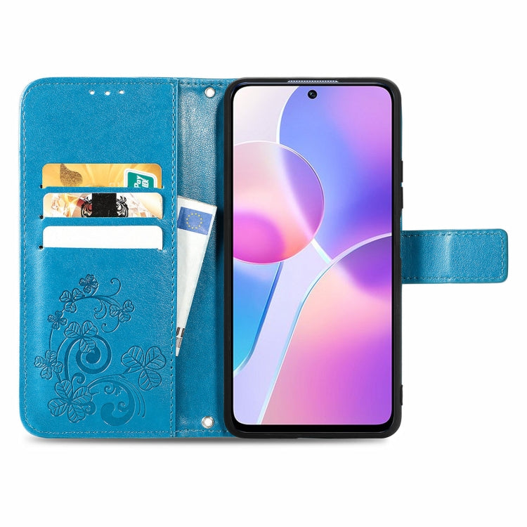 For Honor X30i Four-leaf Clasp Embossed Buckle Leather Phone Case