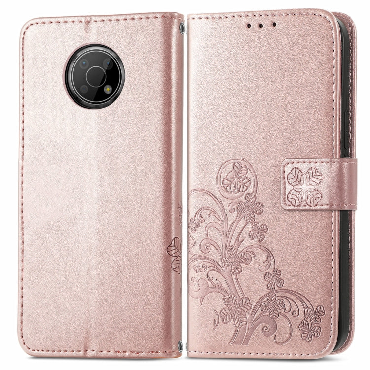 For Nokia G300 Four-leaf Clasp Embossed Buckle Leather Phone Case