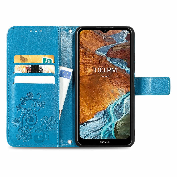 For Nokia G300 Four-leaf Clasp Embossed Buckle Leather Phone Case