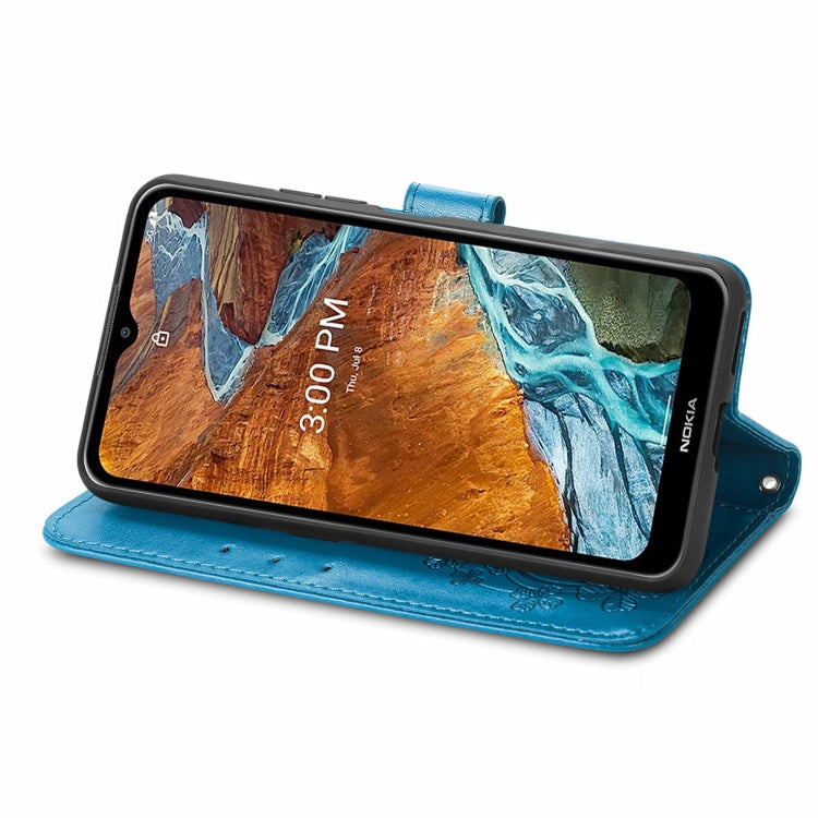 For Nokia G300 Four-leaf Clasp Embossed Buckle Leather Phone Case