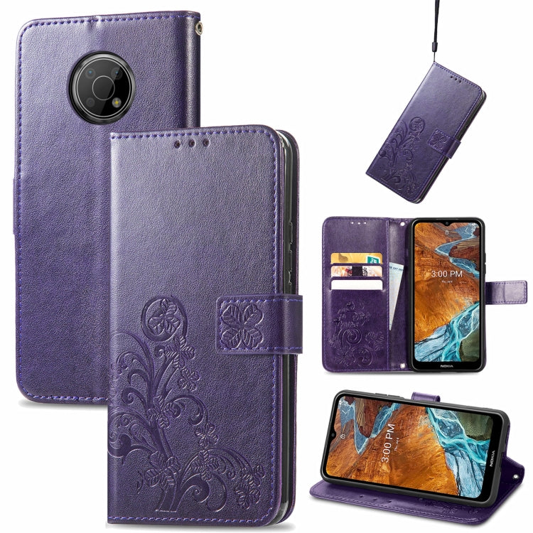 For Nokia G300 Four-leaf Clasp Embossed Buckle Leather Phone Case