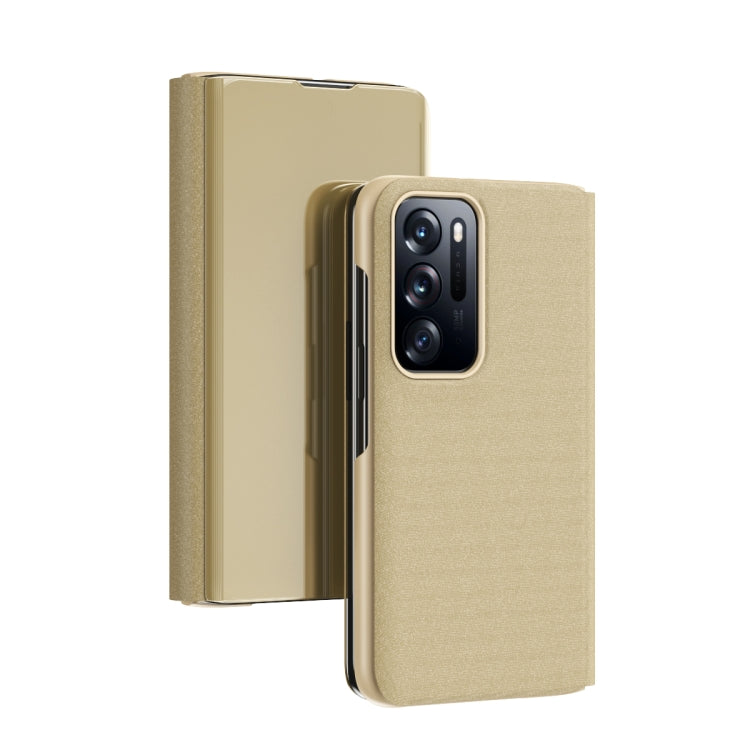 For OPPO Find N Plated Mirror Folding Flip Leather Phone Case with Holder