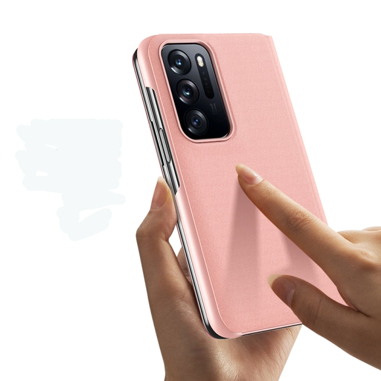 For OPPO Find N Plated Mirror Folding Flip Leather Phone Case with Holder