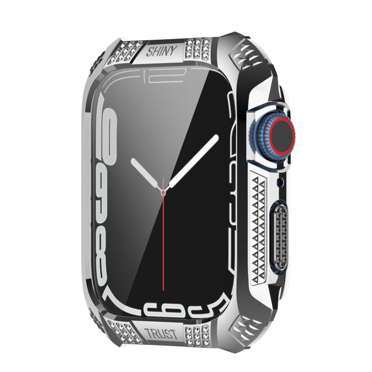 For Apple Watch Series 8 / 7 41mm Armor Diamond PC Toughened Film Integrated Protective Case