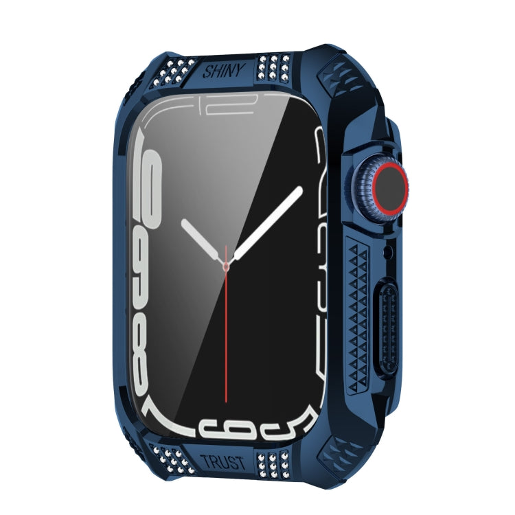 For Apple Watch Series 8 / 7 41mm Armor Diamond PC Toughened Film Integrated Protective Case