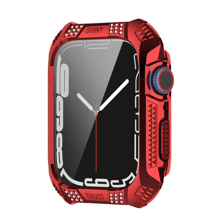 For Apple Watch Series 8 / 7 41mm Armor Diamond PC Toughened Film Integrated Protective Case