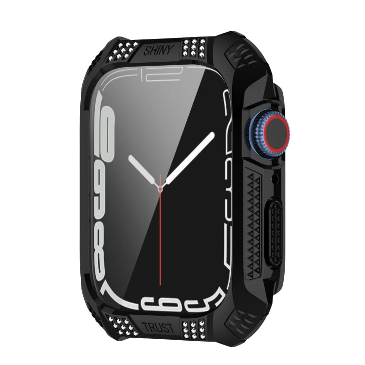 For Apple Watch Series 8 / 7 41mm Armor Diamond PC Toughened Film Integrated Protective Case