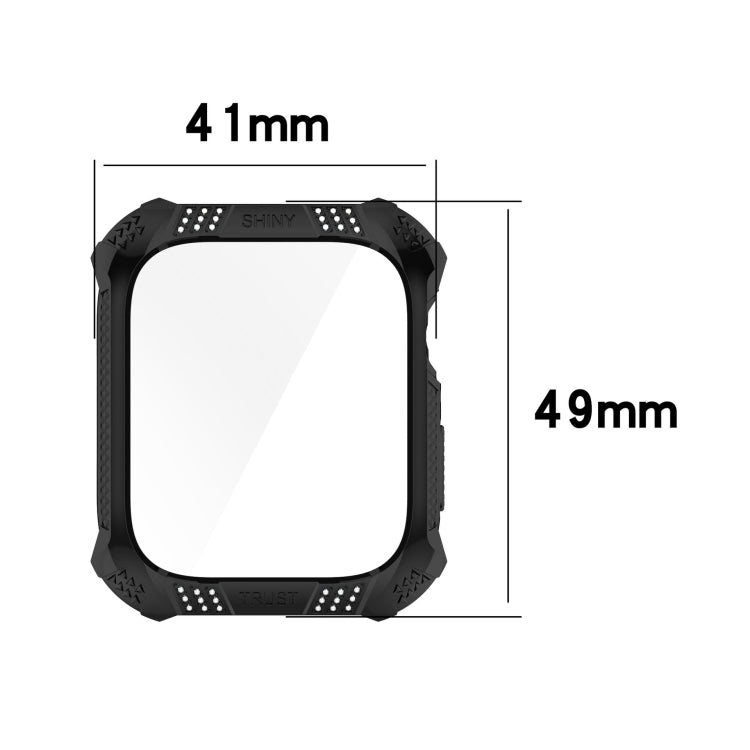 For Apple Watch Series 8 / 7 41mm Armor Diamond PC Toughened Film Integrated Protective Case