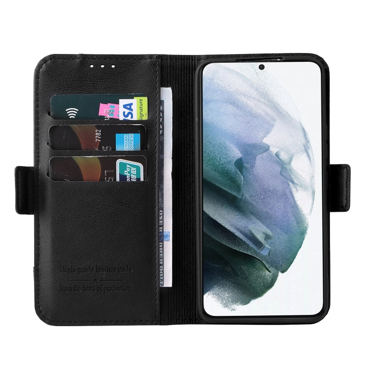 For Samsung Galaxy S21 5G Dual Buckle Card Wallet Calf Leather Phone Case