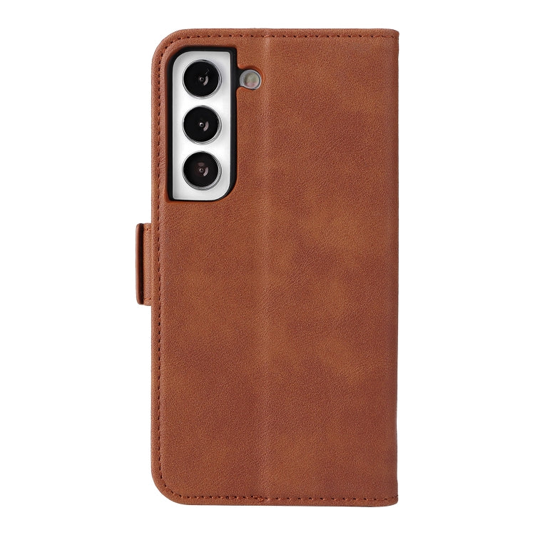 For Samsung Galaxy S21 5G Dual Buckle Card Wallet Calf Leather Phone Case