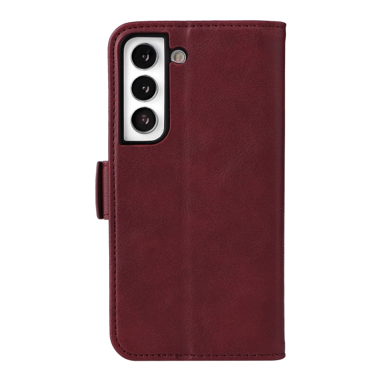 For Samsung Galaxy S21 5G Dual Buckle Card Wallet Calf Leather Phone Case
