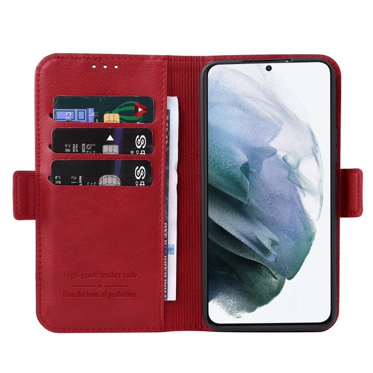 For Samsung Galaxy S21 5G Dual Buckle Card Wallet Calf Leather Phone Case