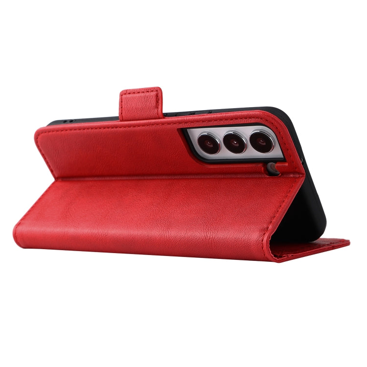 For Samsung Galaxy S22 5G Dual Buckle Card Wallet Calf Leather Phone Case