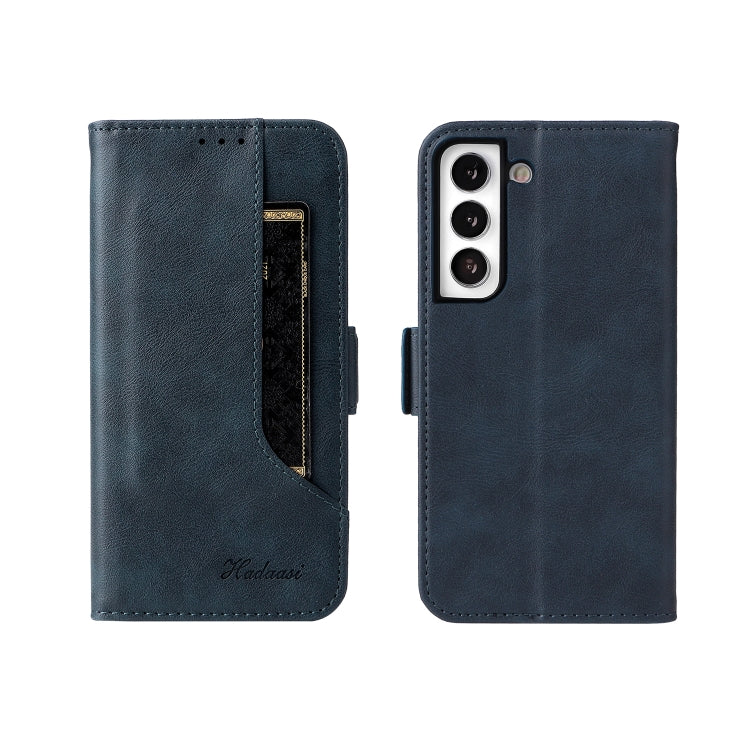 For Samsung Galaxy S22 5G Dual Buckle Card Wallet Calf Leather Phone Case