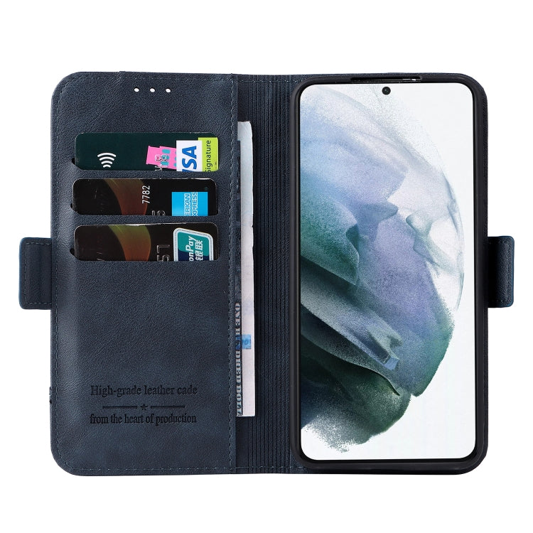For Samsung Galaxy S22 5G Dual Buckle Card Wallet Calf Leather Phone Case