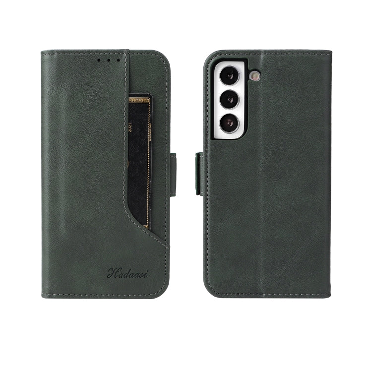 For Samsung Galaxy S22+ 5G Dual Buckle Card Wallet Calf Leather Phone Case