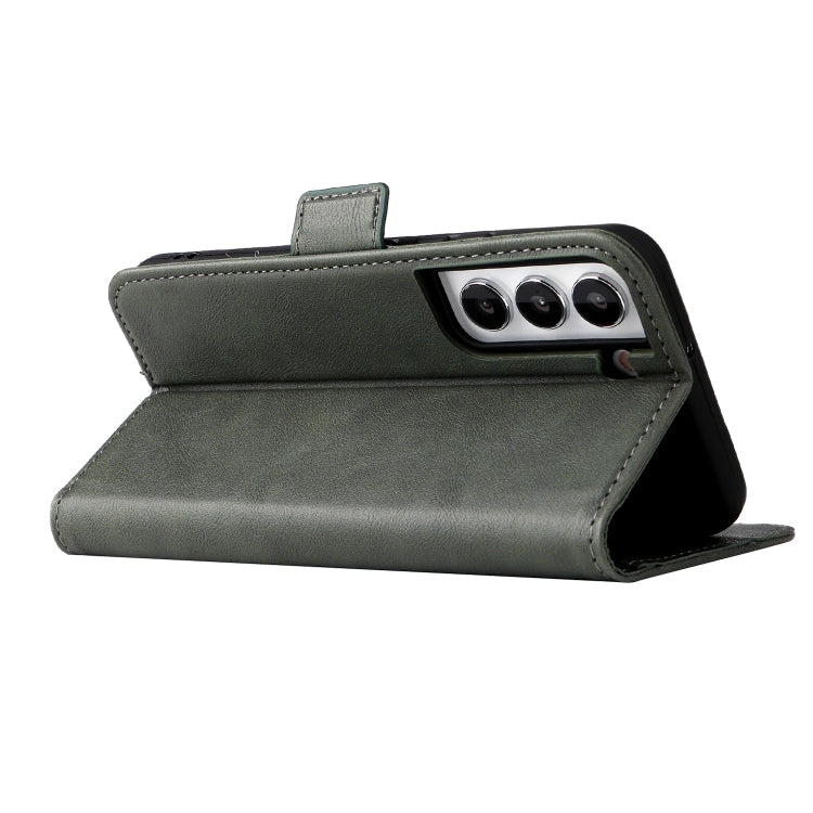 For Samsung Galaxy S22+ 5G Dual Buckle Card Wallet Calf Leather Phone Case
