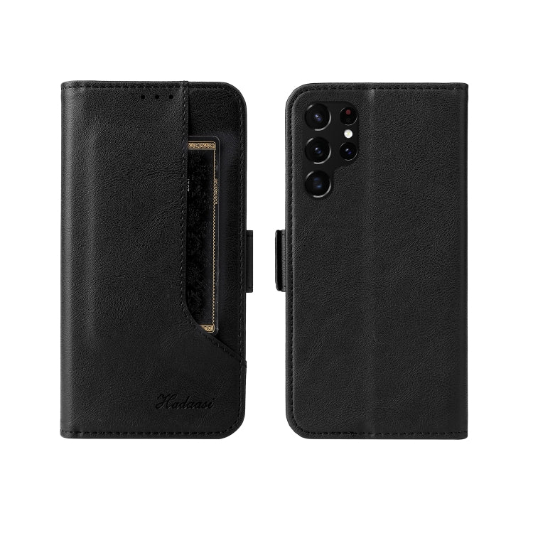 For Samsung Galaxy S22 Ultra 5G Dual Buckle Card Wallet Calf Leather Phone Case