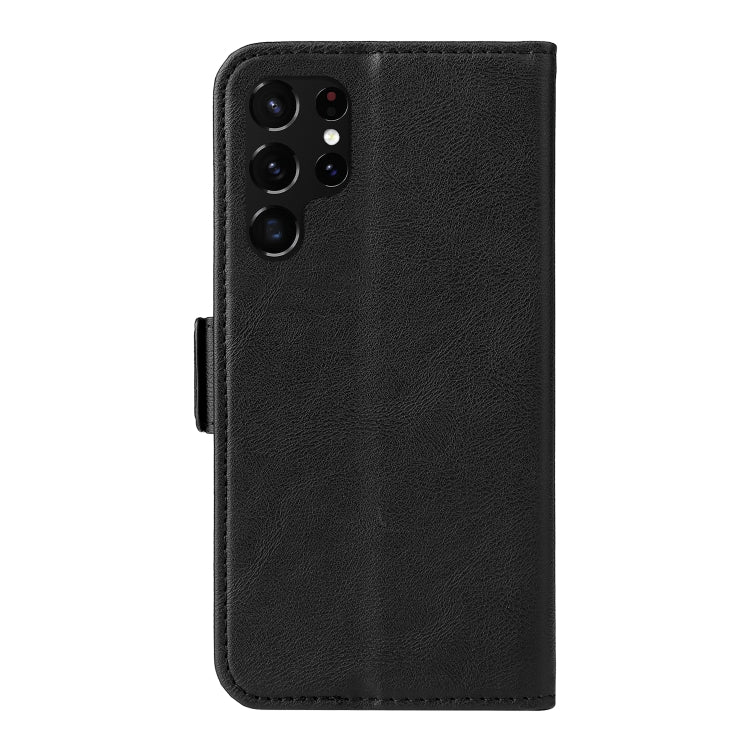 For Samsung Galaxy S22 Ultra 5G Dual Buckle Card Wallet Calf Leather Phone Case