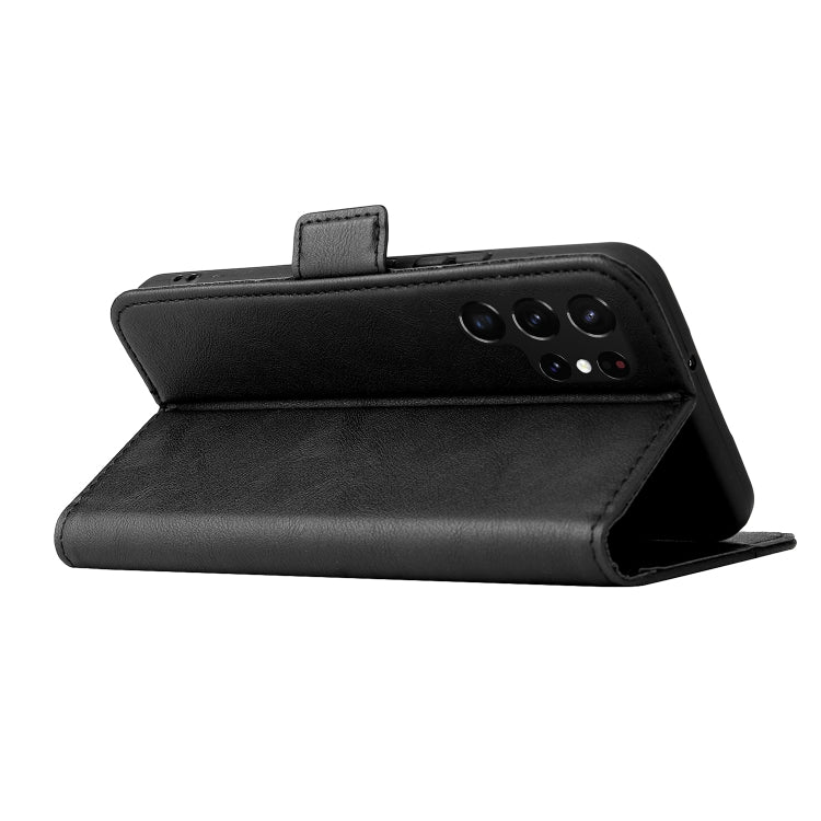 For Samsung Galaxy S22 Ultra 5G Dual Buckle Card Wallet Calf Leather Phone Case