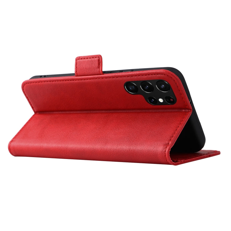 For Samsung Galaxy S22 Ultra 5G Dual Buckle Card Wallet Calf Leather Phone Case