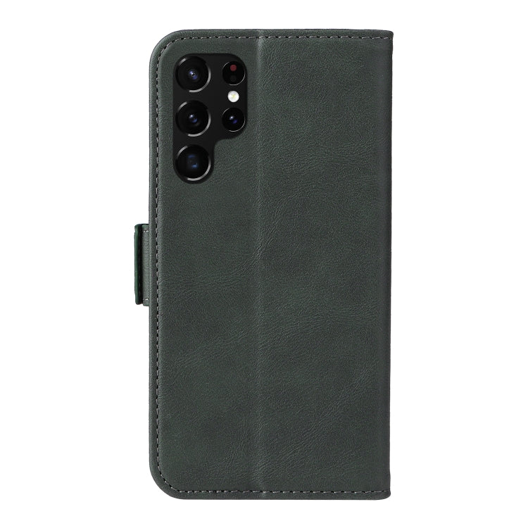 For Samsung Galaxy S22 Ultra 5G Dual Buckle Card Wallet Calf Leather Phone Case