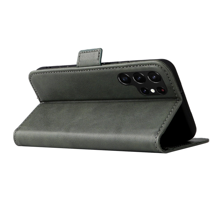 For Samsung Galaxy S22 Ultra 5G Dual Buckle Card Wallet Calf Leather Phone Case
