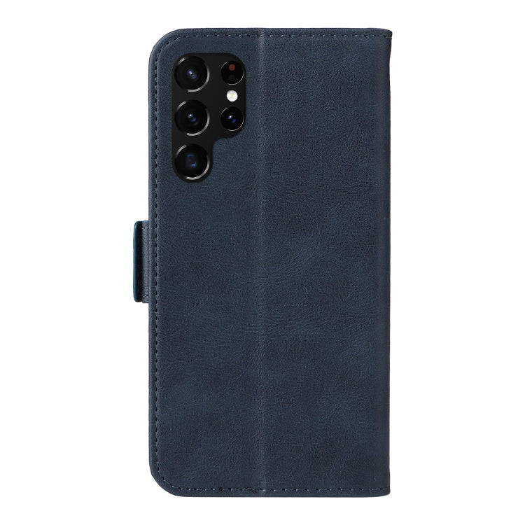 For Samsung Galaxy S22 Ultra 5G Dual Buckle Card Wallet Calf Leather Phone Case