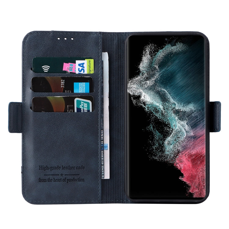 For Samsung Galaxy S22 Ultra 5G Dual Buckle Card Wallet Calf Leather Phone Case