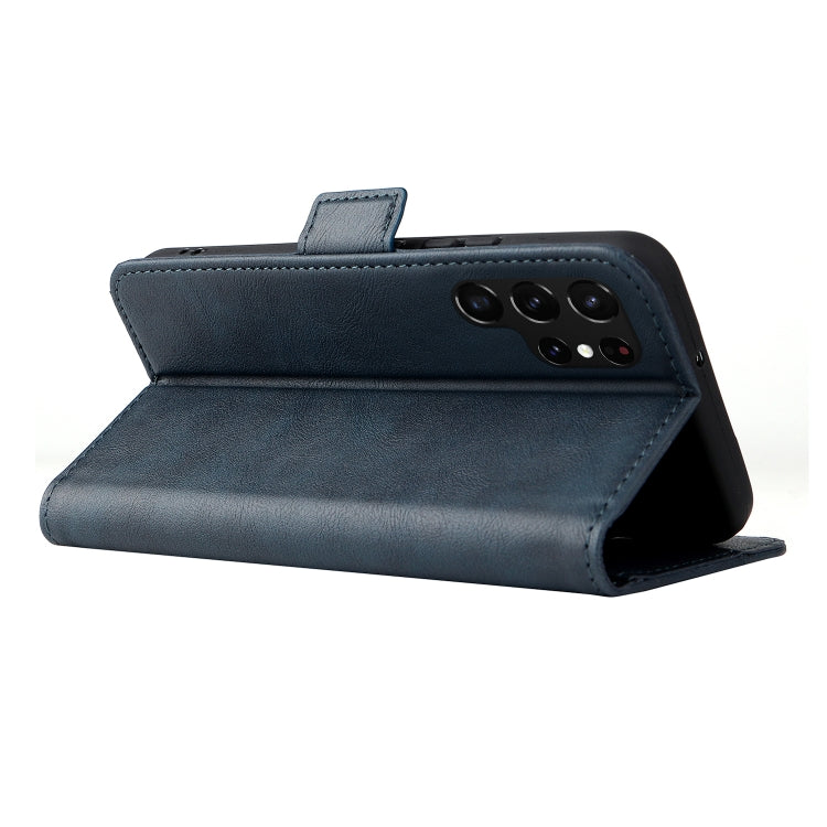 For Samsung Galaxy S22 Ultra 5G Dual Buckle Card Wallet Calf Leather Phone Case