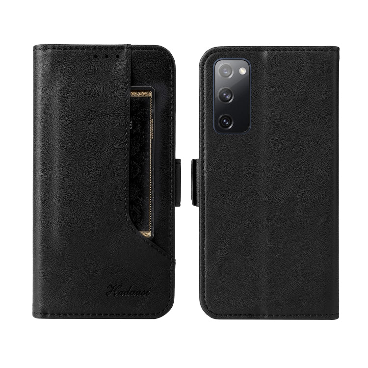 For Samsung Galaxy S20 FE Dual Buckle Card Wallet Calf Leather Phone Case