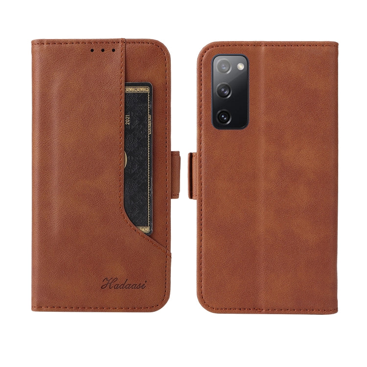 For Samsung Galaxy S20 FE Dual Buckle Card Wallet Calf Leather Phone Case