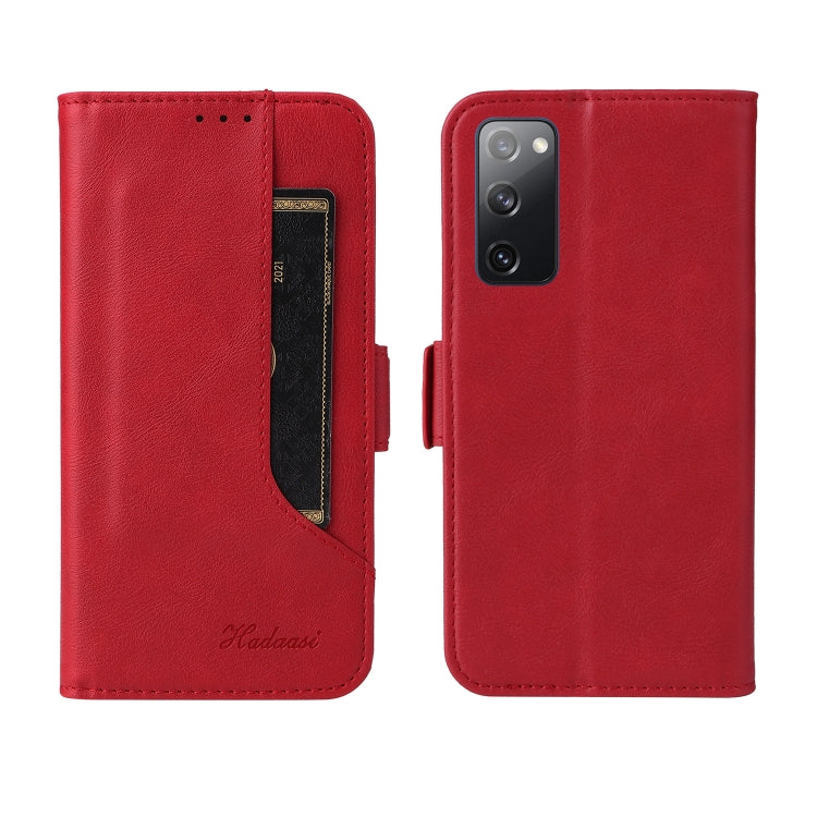 For Samsung Galaxy S20 FE Dual Buckle Card Wallet Calf Leather Phone Case